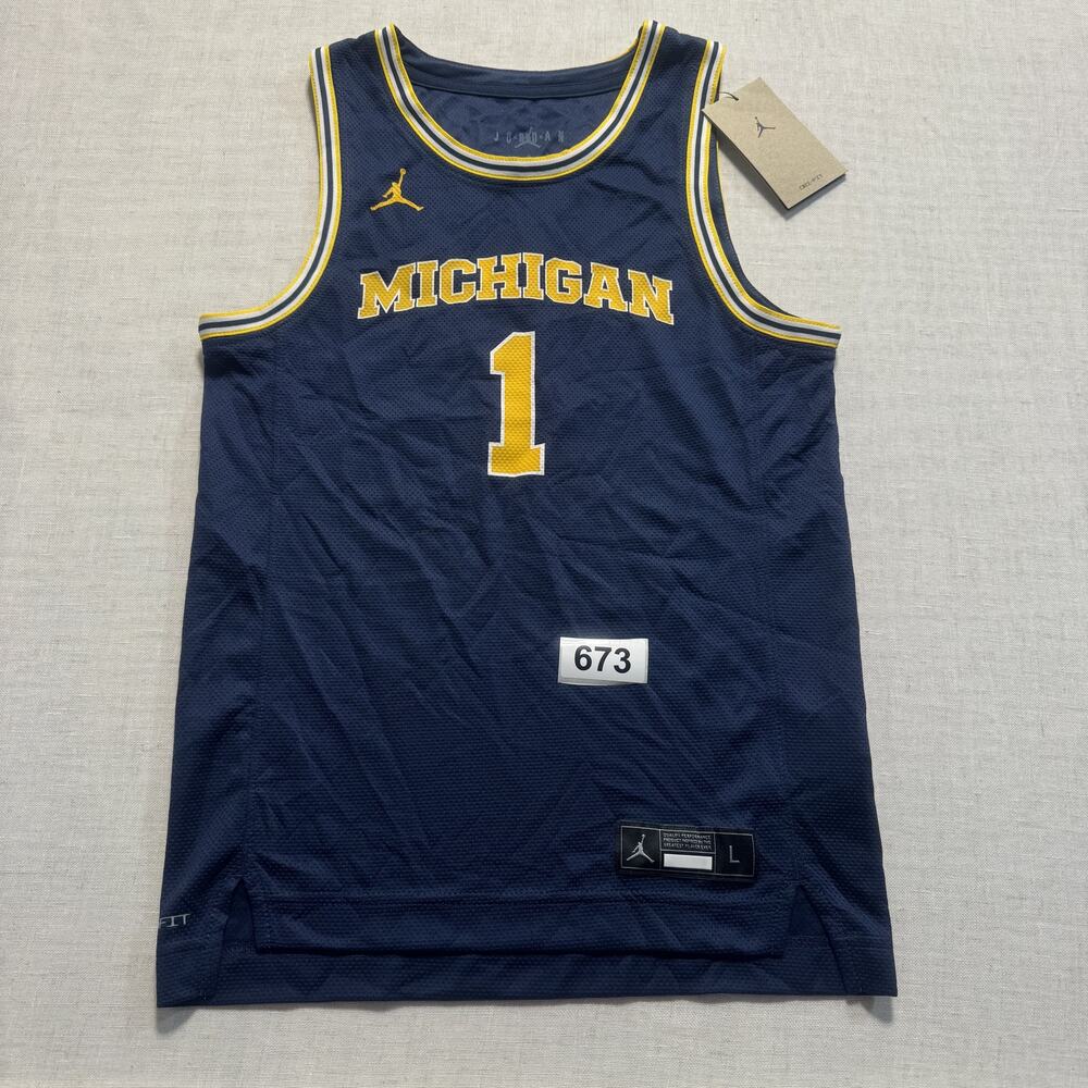 Jordan Michigan  Basket‎ Ball Jersey Men Sz L Blue Brand New